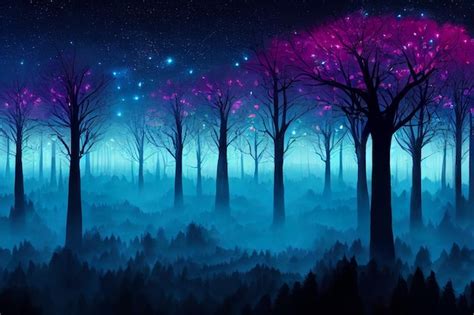 Premium Ai Image Illustration Fantasy Of Neon Forest Glowing Colorful
