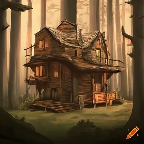 Rustic Tree House In A Dense Forest On Craiyon