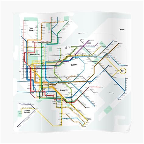 "New York Subway Metro Tube Underground Map" Poster for Sale by ...