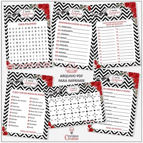 Kit Brincadeiras De Ch De Lingerie Preto E Vermelho Est Dio Creatus