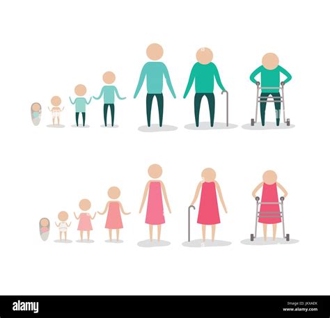 White Background With Color Silhouette Pictogram Aging Age Human Life