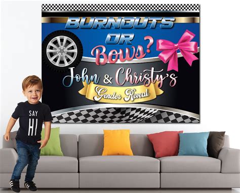 Burnouts Or Bows Gender Reveal Backdrop Etsy