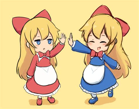 Ferdy S Lab Hourai Doll Shanghai Doll Touhou Blue Footwear Red Footwear O Apron Blonde