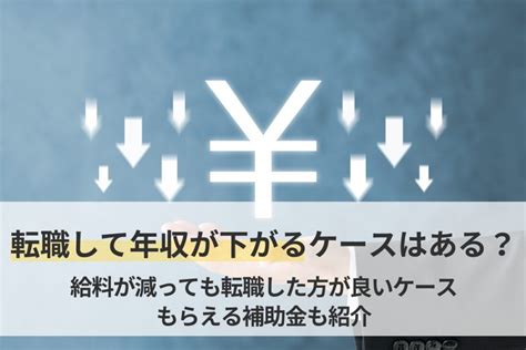 転職で年収が下がる？給料が下がっても転職した方がいいケース・もらえる補助金も解説 マイナビニュース転職