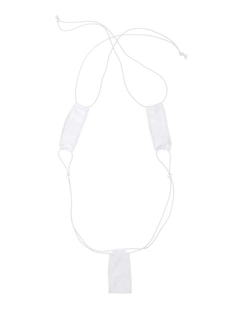 Yizyif Womens Extreme Mini Sling Shot Lingerie Swimsuit Micro Bikini Set White One Size