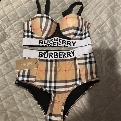 Burberry Logo Tape Vintage Check Bikini Set Brand Depop