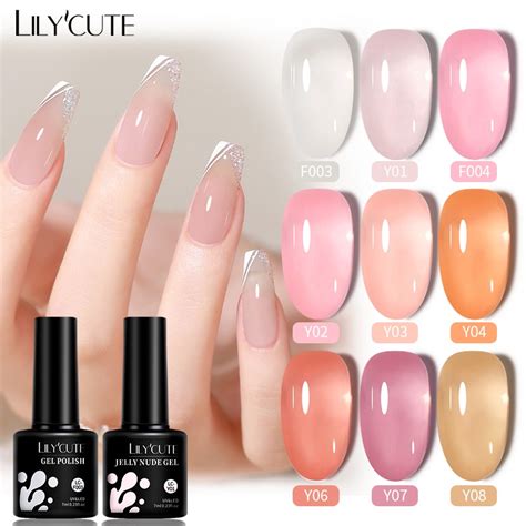 LILYCUTE 7ML Milky Jelly White Gel Soak Off Nail Gel Polish Nail Art Ice Pink Series Jelly Nude