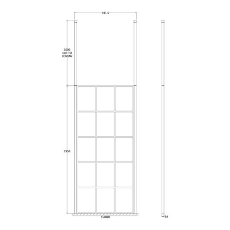 Hudson Reed Matt Black Frame Wetroom Shower Screen With Ceiling Post