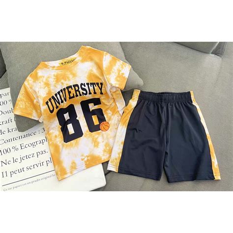 Bộ ngắn tay thun lạnh loang màu mẫu HOT TREND in chữ siêu đẹp cho be trai 24 đến 40kg HolCim