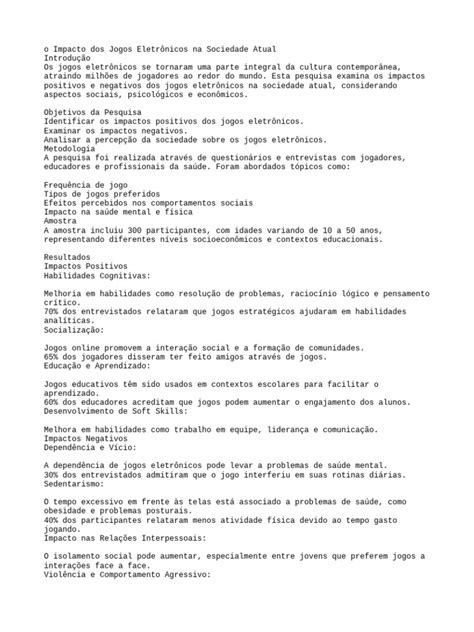 Pontos Negativos Dos Jogos Eletrônicos - Os impacto positivos e negativos dos Jogos Eletrônicos na Sociedade ...