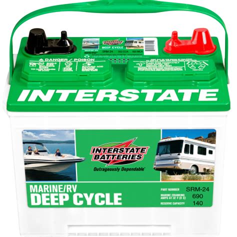 Interstate Deep Cycle Marinerv Battery — Group Size 24 12 Volt 550