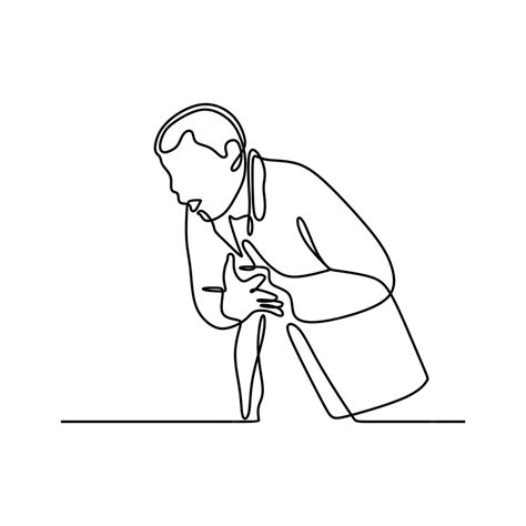 Premium Vector Continuous Line Drawing Of Young Man Feeling Nauseated