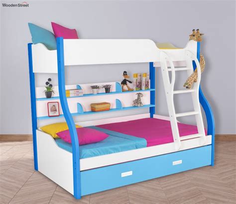 Buy Columbia Bunk with Trundle Bed (Blue) at 21% OFF Online | Wooden Street