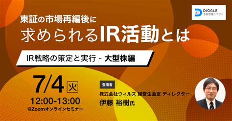 東証の市場再編後に求められるir活動とはir戦略の策定と実行 大型株編 予実管理クラウドdiggle