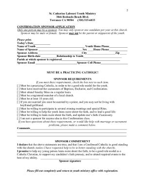 Fillable Online Confirmation Sponsor Application Please Print Fax Email