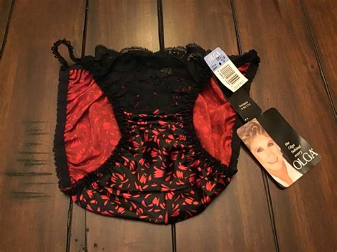 Vintage Olga Red Black Bikini Panties Size Small St Gem