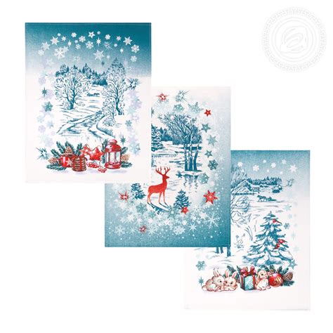 Набор полотенец из рогожки Синий иней