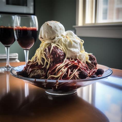 Premium AI Image Unfiltered Moments Amateur Captures Of Spaghetti Sundae Delight On A Homely