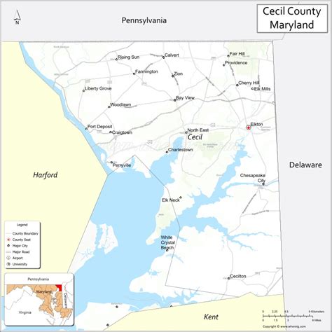 Cecil County Map Maryland Where Is Located Cities Population