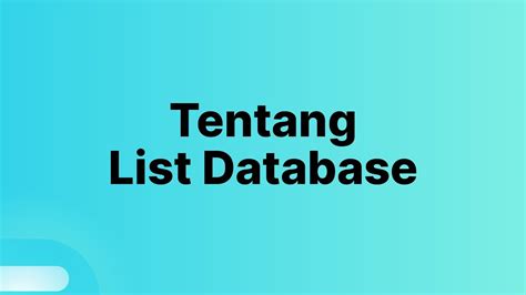 Tentang List Database - YouTube