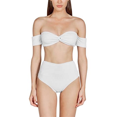 Inadays Cute Women S Off Shoulder High Cut Bandeau Bikini Sets White L Walmart