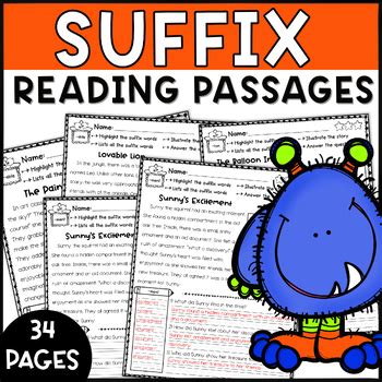 Suffix Reading Passages By Dino Studio Math Worksheets And Reading