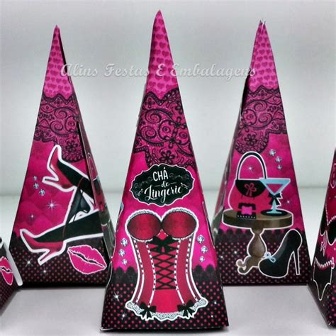 Caixa Cone Ch De Lingerie Lembrancinha Lingerie Unid