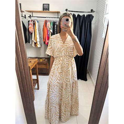 Vestido Longo Nude Shopee Brasil