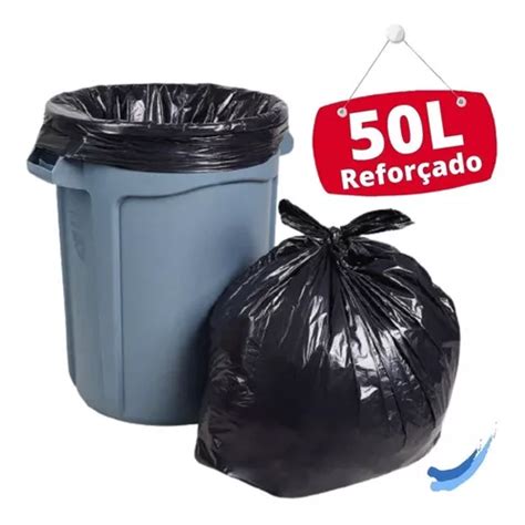 Saco De Lixo 50 Litros Reforçado Preto 50 Unidades Frete grátis