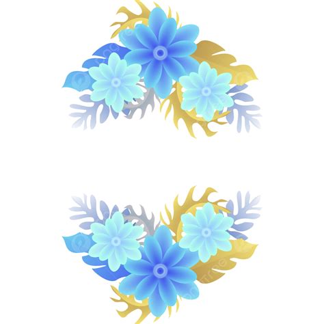 Flower Frame With Beautiful Gold And Blue Flowers Beautiful Gold And