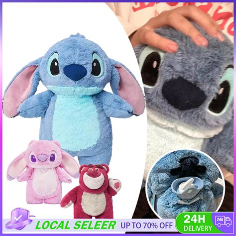Kawaii Turo Lilo Stitch Plush Hot Water Bottle Cartoon Hot Water Bag Portable Warm Water Bag For