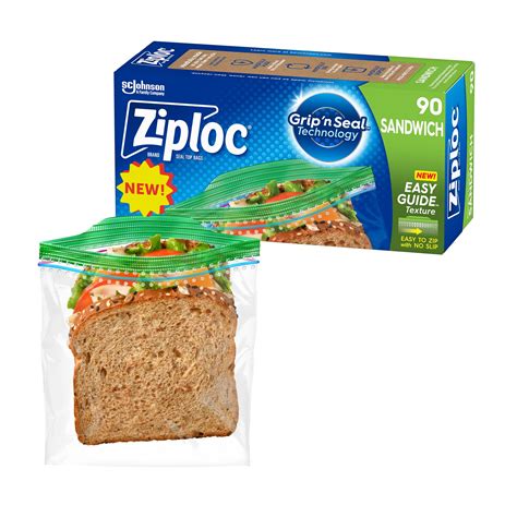 Ziploc Sandwich Bags, Easy Open Tabs, 90 Count, Clear for sale | North