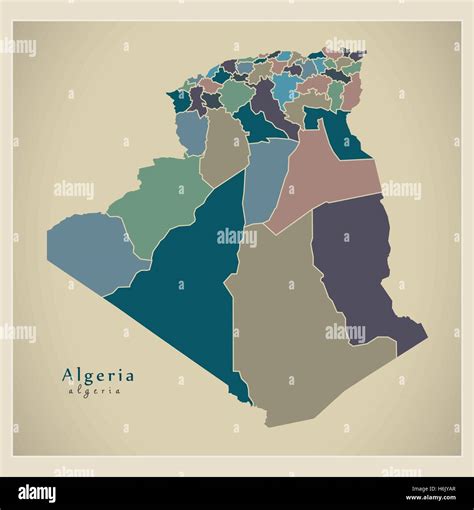 Modern Map Algeria With Provinces Colored Dz Stock Vector Image Art