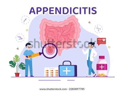 Appendicitis Illustration Kids Inflammation Appendix Stomach: เวกเตอร์ ...