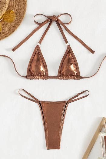 Wholesale Sexy Holographic Non Padded Halter Neck Micro Bikini Set