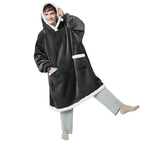 Bedsure Wearable Blanket Hoodie Sherpa Hoodie Blanket With Giant