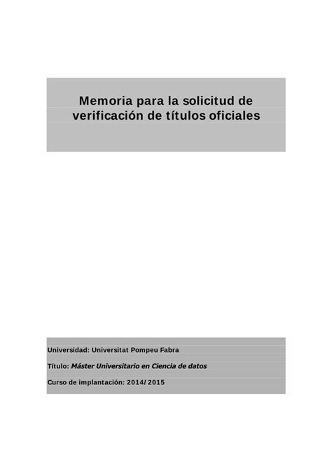 Pdf Memoria Para La Solicitud De Verificaci N De T Tulos Oficiales