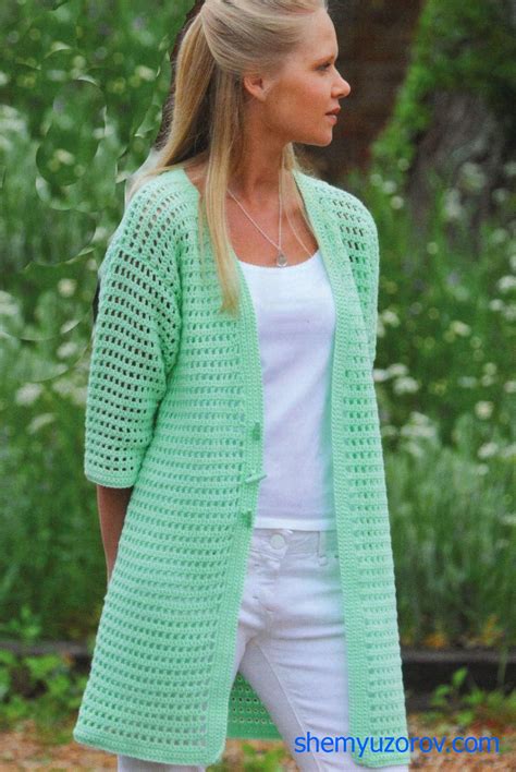 Длинный ажурный кардиган | Crochet ladies tops, Crochet jacket, Crochet ...