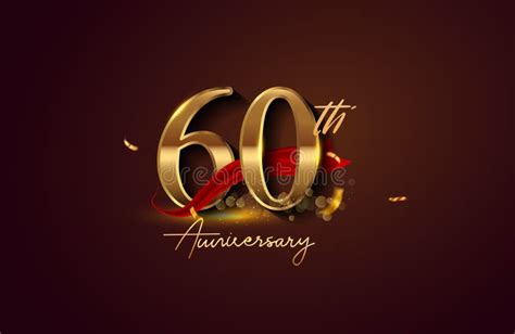 60th Anniversary Celebration Logotype With Handwriting Golden Color