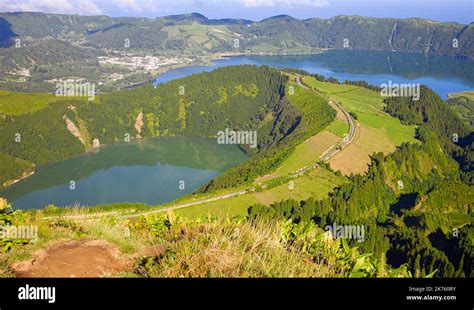 Portugal Azores Sao Miguel Island Sete Cidades Lagoa De Santiago