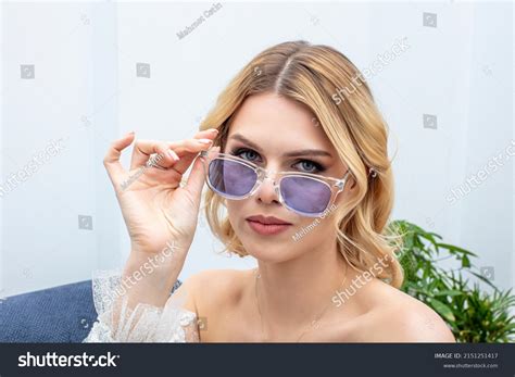 Sexy Blonde Lady Glasses Beauty Portrait Stock Photo Shutterstock