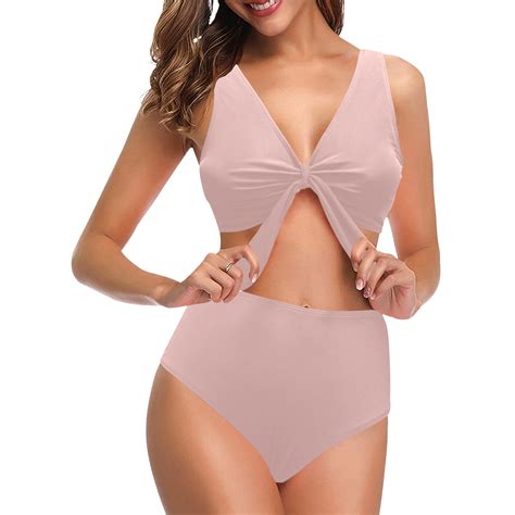 Gossamer Pink Chest Bowknot Bikini Swimsuit Model S Id D