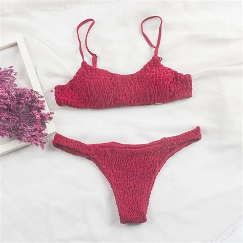 Push Up Padded Bikini Women S Swimming Suit Bandage Fold Girls Swimwear Women Swimsuit Sexy