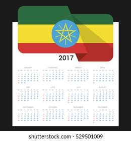 Calendar Grid 2017 Ethiopia Flag On Stock Vector (Royalty Free