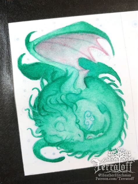 Giclee ACEO Print: Green Wyvern Dragon Limited Edition Print | Etsy