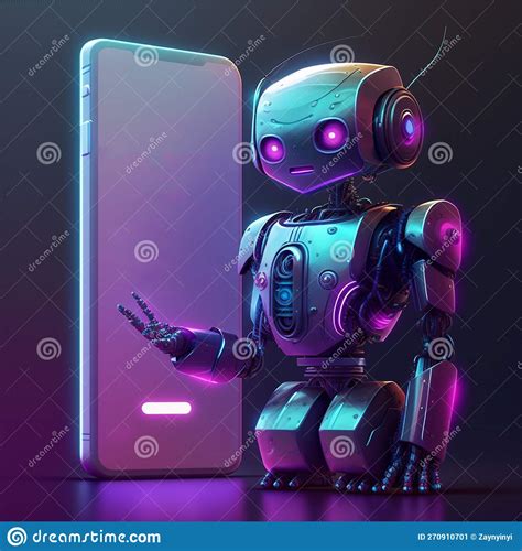 Robot Futurista En Pantalla De Smartphone Concepto De Chatbot Con