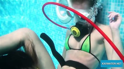 Two Hot Lesbians Playing With Dildos In The Pool The Butt