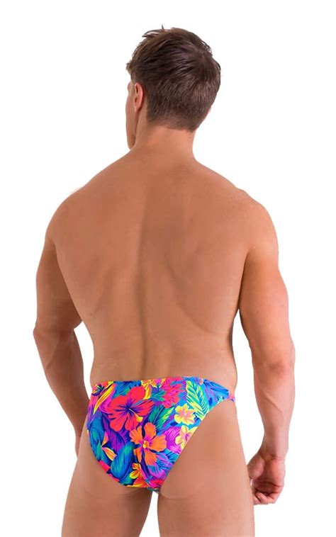 Mens Seamless Pouch Bikini Swimsuit In Hawaiian Floral