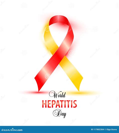 World Hepatitis Day Background Banner Design With Red And Yellow Ribbon