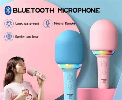 mic viral blackpink pink hitam lagu kpop led bluetooth microphone lagu